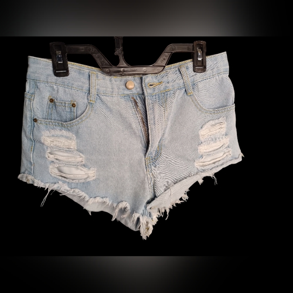 Shien Size 6 Distressed Light Blue Denim Shorts